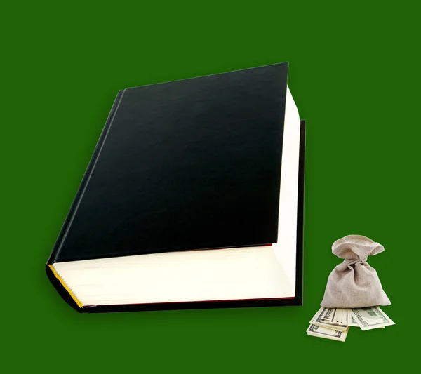 Fekete könyv- és dollár. — Stock Fotó