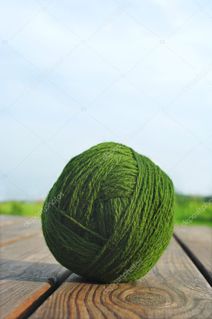 Green wool ball.