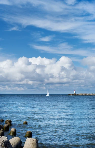 stock image Seiling ship going to the sea.