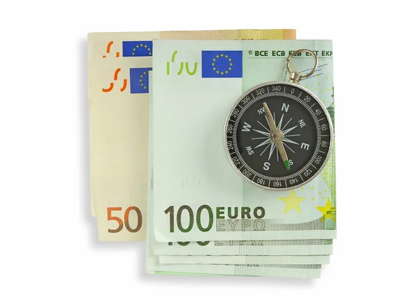 Compass and euro. — Stock Photo, Image