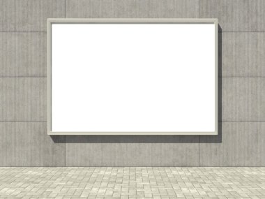 Blank billboard on concrete wall clipart