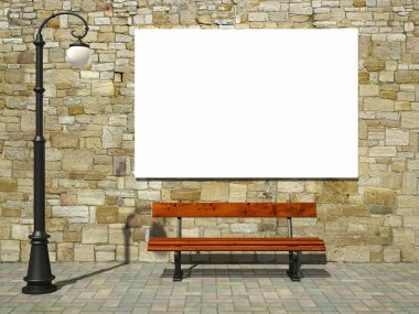 Blank billboard on brick clipart