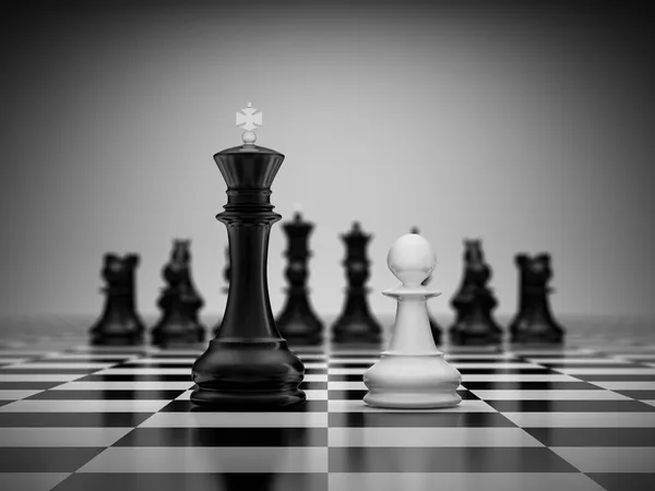 Confrontation king and pawn — Stock Photo, Image