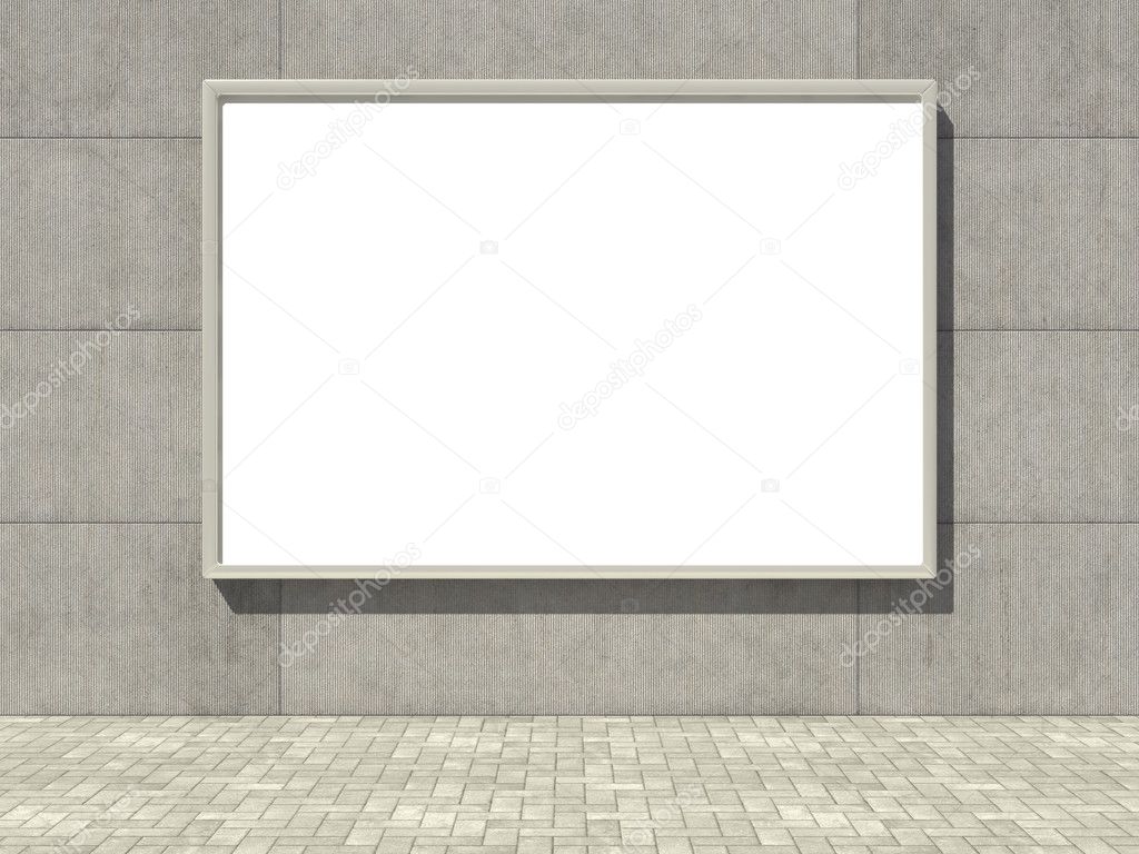 Blank billboard on concrete wall