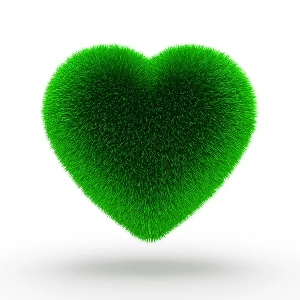 Kalp yeşil çimen — Stok fotoğraf