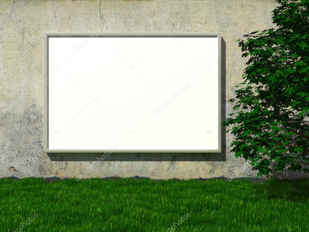 Blank billboard on concrete wall