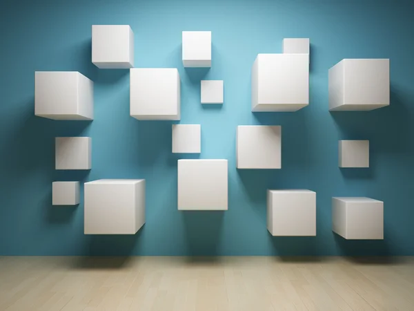 Abstract cubes in interior — Stock Photo, Image