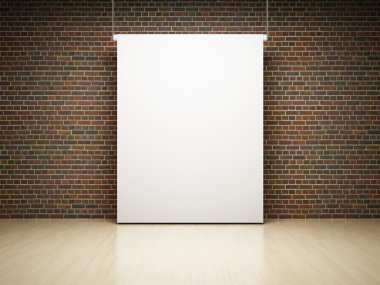 Empty white projection screen in studio clipart