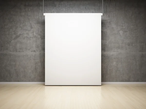 Prázdná bílá promítací plátno ve studiu — Stock fotografie