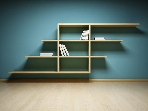 Bücherregal an der Wand — Stockfoto