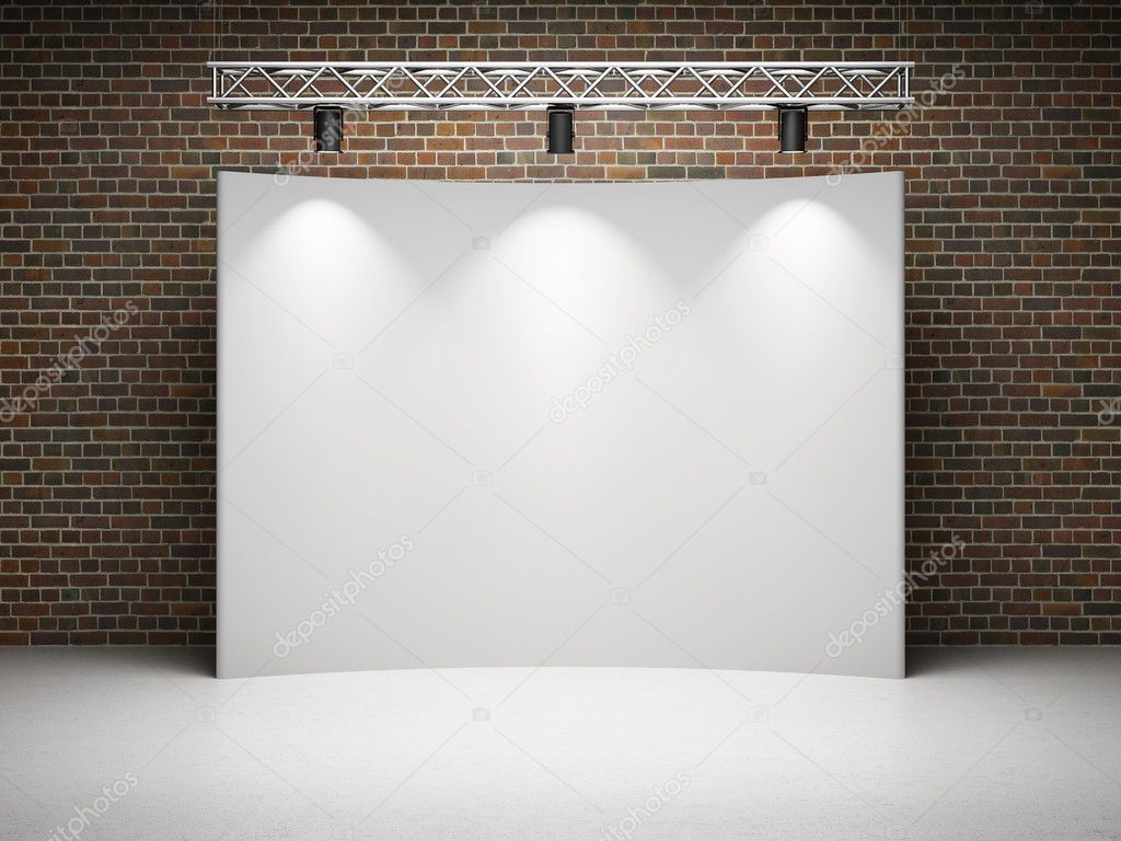 Blank trade exhibition stand with screen