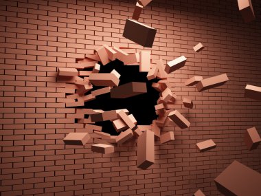 Broken brick wall clipart