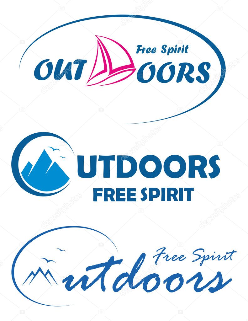 Three vector travel logos - free spirit outdoors Stock Vector by ...