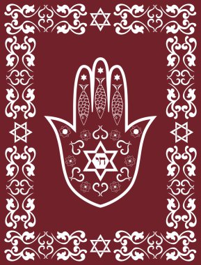 Jewish sacred amulet - hamsa or Miriam hand , vector clipart