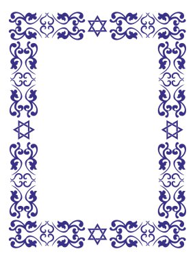 Jewish floral border with David star on white background , vecto clipart