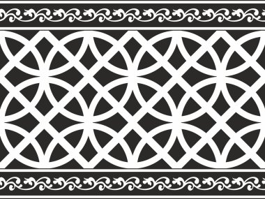 Seamless black-and-white gothic floral vector texture (border) clipart