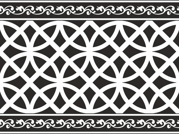 Sorunsuz siyah-beyaz Gotik çiçek vektör doku (kenarlık) — Stok Vektör