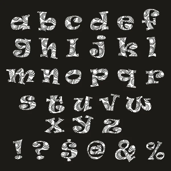 stock vector Handdrawn black-and-white vector alphabet