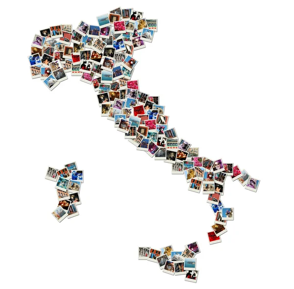 Χάρτη της Ιταλίας - κολάζ από φωτογραφίες ταξιδιού — Φωτογραφία Αρχείου