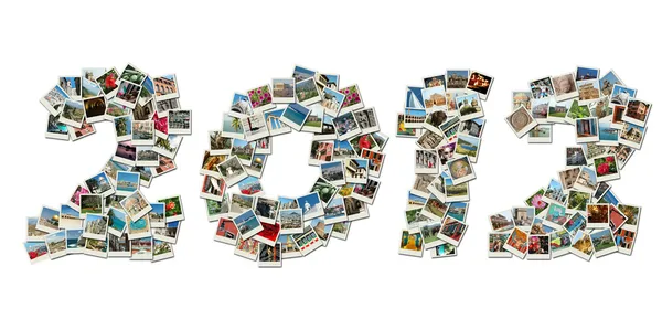 2012 PF card collage made of travel photos with famous landmarks — Stock Photo, Image