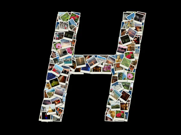 Форма буквы "H" сделана как коллаж из дорожных фотографий — стоковое фото