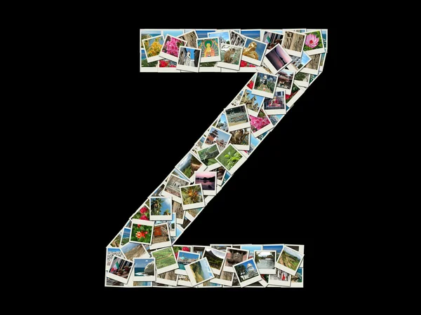 Σχήμα της επιστολής "z" που έκανε σαν κολάζ από φωτογραφίες ταξιδιού — Φωτογραφία Αρχείου