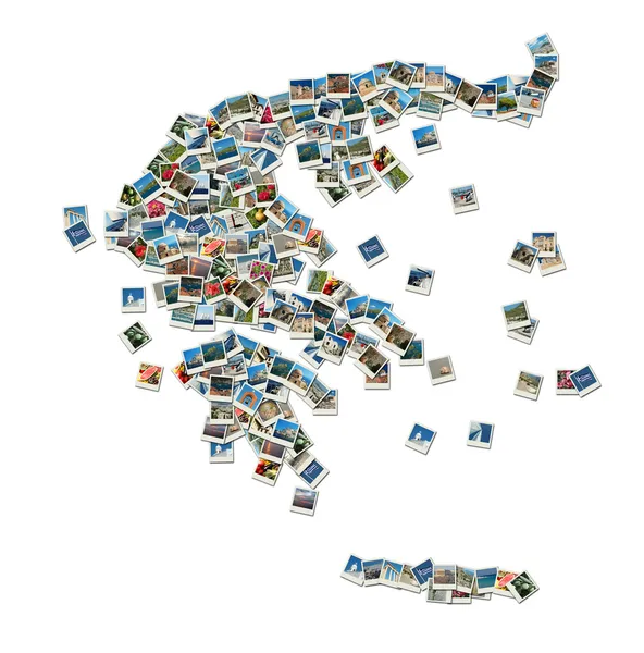 Mapa de Grecia - collage de fotos de viaje — Foto de Stock