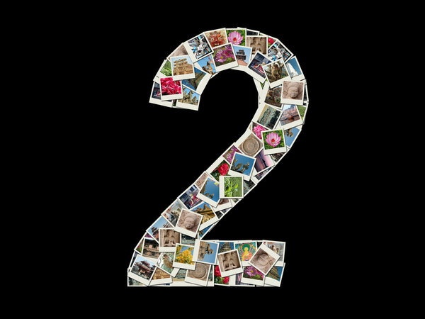 Форма фигуры "2" сделана как коллаж из дорожных фотографий
