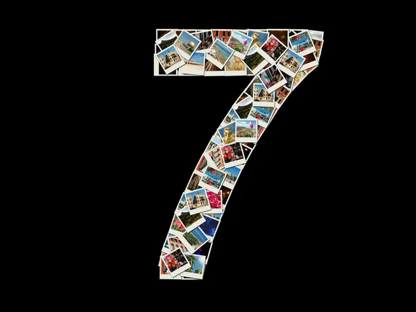 Tvar "7" obrázek jako koláž z fotografií cestování — Stock fotografie