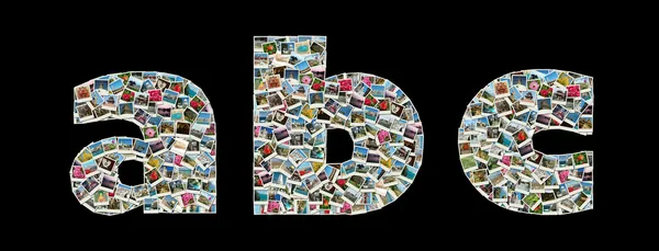 A, b und c Buchstaben wie eine Collage aus Reisefotos — Stockfoto
