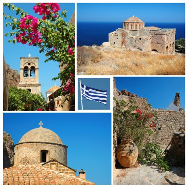 Collage of Greek landmarks clipart