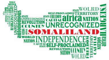 Vector word map of unrecognized country Somaliland in Africa clipart