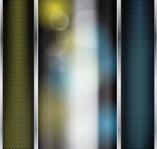 Fond métallique abstrait avec bannière en verre — Image vectorielle
