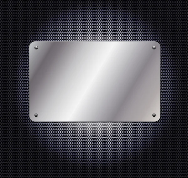 Fond de grille métallique avec plaque — Image vectorielle