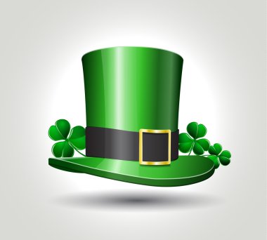 St. Patrick's hat with clover, vector illustration clipart