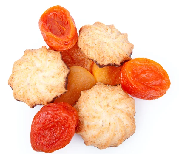 stock image Cookies and dried apricots on a white background