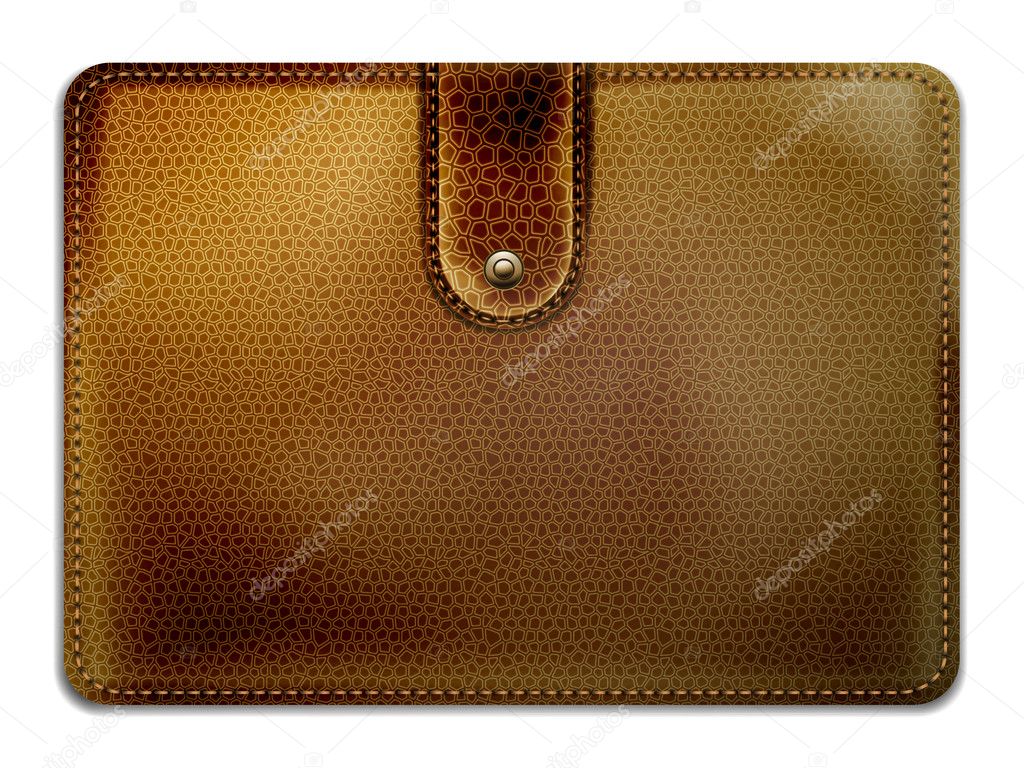 Leather purse on a white background, photo-realistic vector