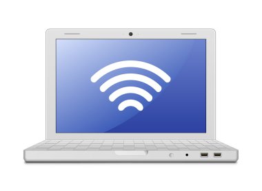 Laptop and wireless network clipart