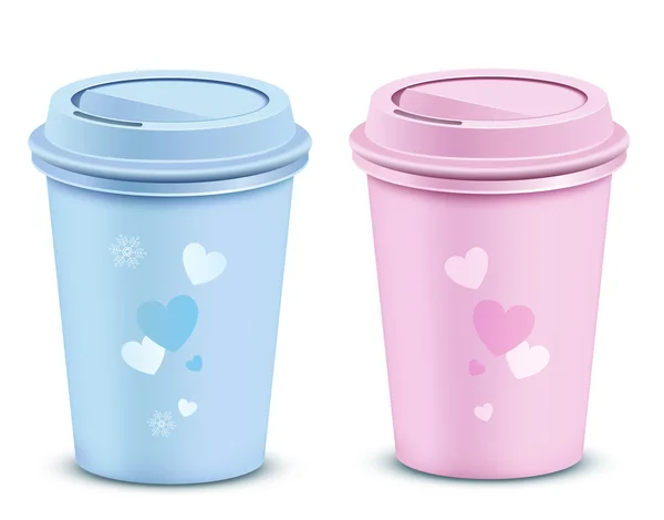 Valentijnsdag koffie cups — Stockvector