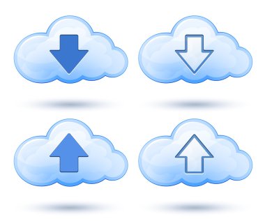 Glossy cloud with arrow clipart