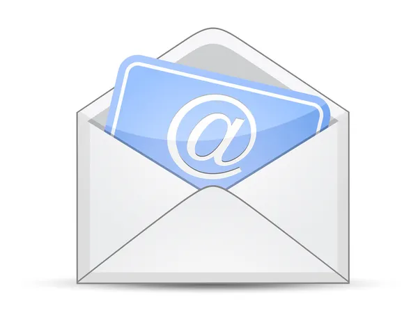 Sobres con tarjeta y signo de correo electrónico — Vector de stock