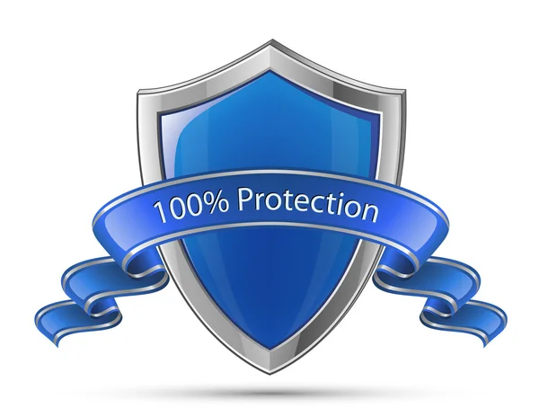 100% de protecção. Símbolo do escudo —  Vetores de Stock