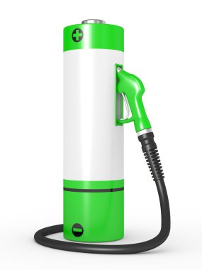 Gas pump nozzles in a fuel station clipart