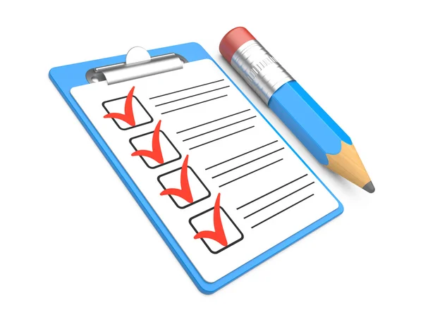 Checklist and Clipboard with white background — Stock Photo, Image