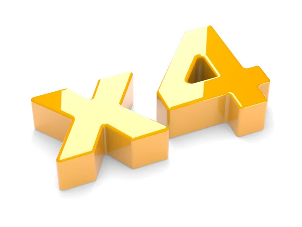 乘法或增加概念 x 4 — 图库照片