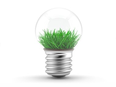 Grass in a lamp bulb - ecology concept clipart
