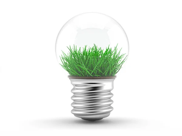 Grass in a lamp bulb - ecology concept — Stock Photo, Image