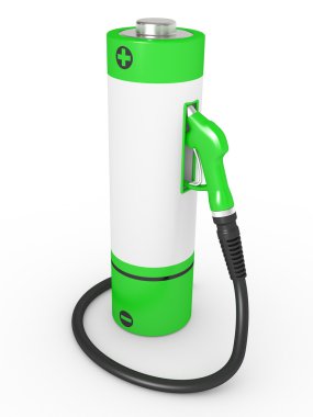 Gas pump nozzles in a fuel station clipart