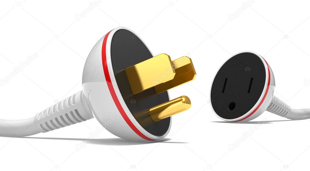 Electric power cable, plug and socket unplugged