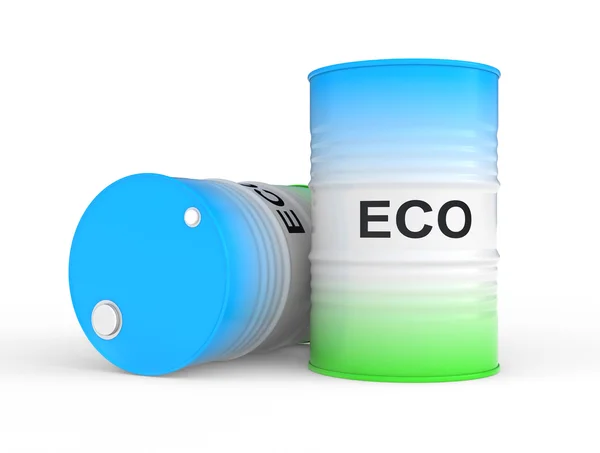 Oljefat med eco fuel — Stockfoto